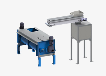 NEWtainer® Modul+ Produktverteilung über Doppelschnecke und Schwenkband
