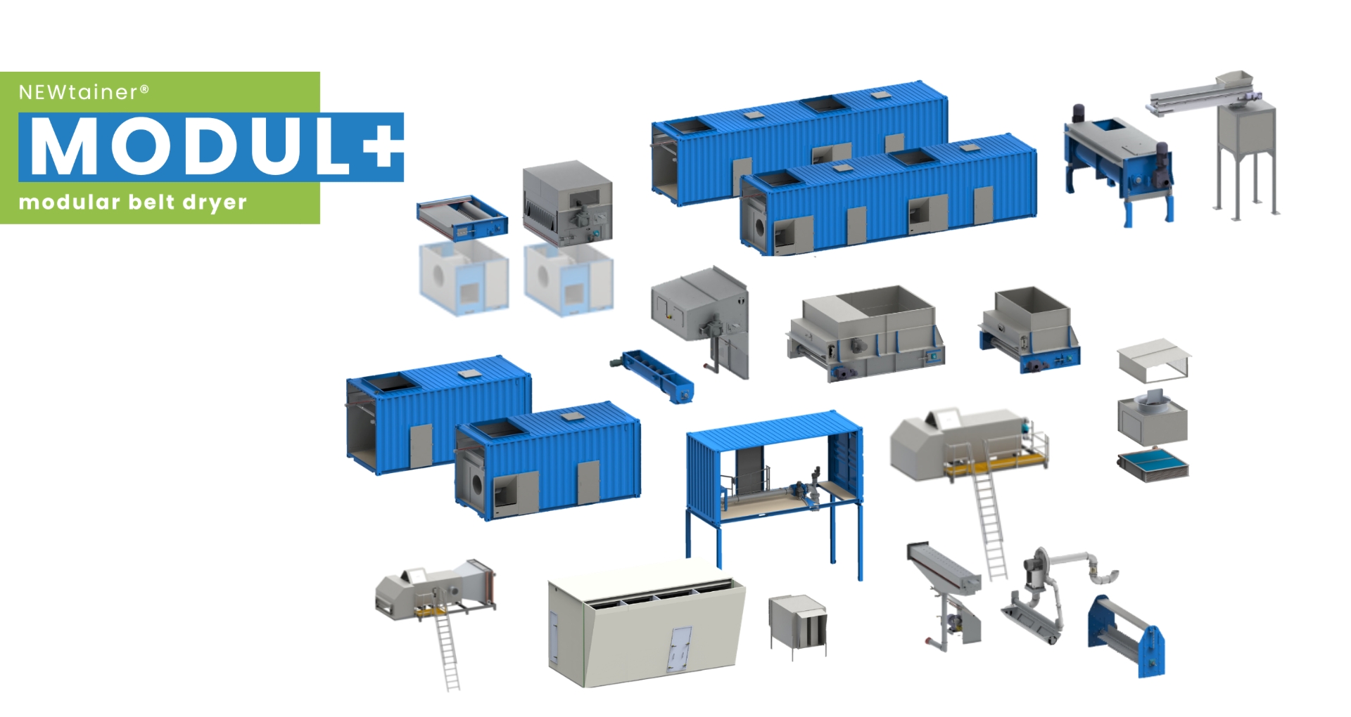 NEWtainer® Modul+ Bandtrockner Detailansicht mit modularer Ausstattung